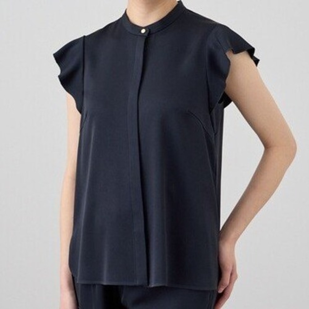 Joie Black Short Flutter Sleeve Button Up Blouse‎ Size Small